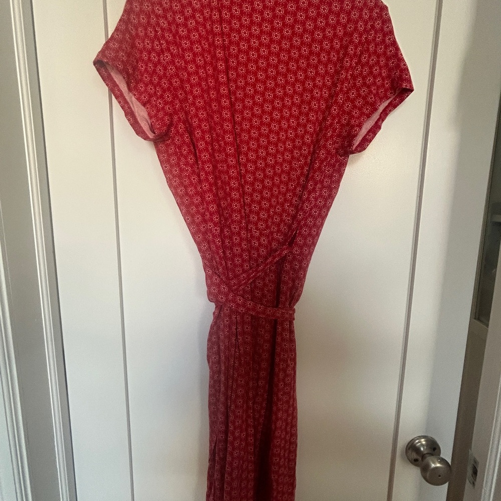 LOFT Red Floral Wrap Dress